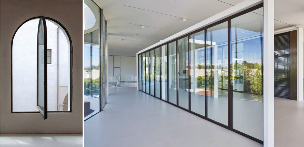 The beauty of Italian Style steel doors looks good inside and outside.