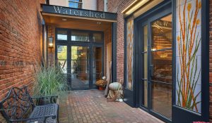 watershed alley exterior entrance steel doors and windows